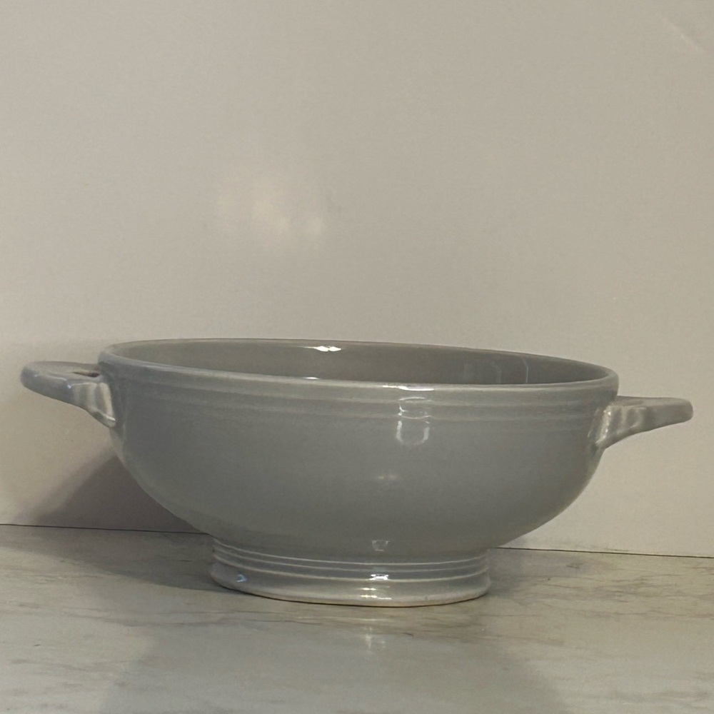 Vintage Fiesta Grey Double Handled Cream Soup Bowl 50’s - Picture 2 of 15